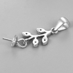 925 Sterling Silver Leaf Pearl Pendnat Mountings