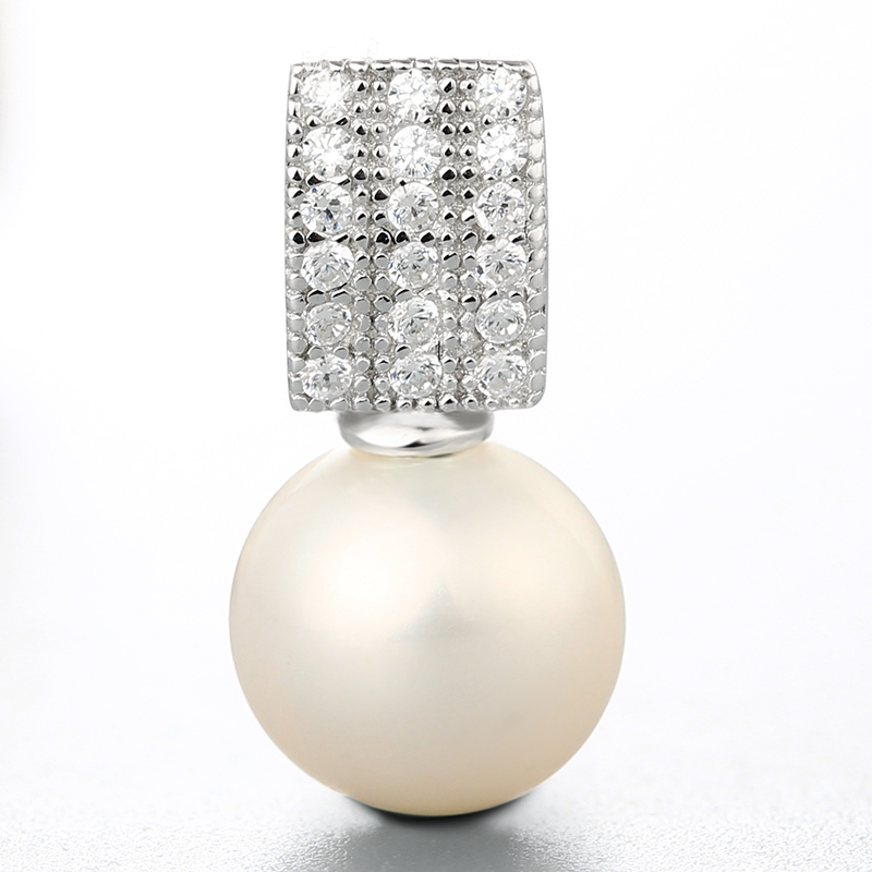 925 Sterling Silver Cubic Zirconia Stone Pendant For Pearl