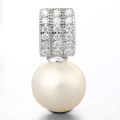 925 Sterling Silver Cubic Zirconia Stone Pendant For Pearl