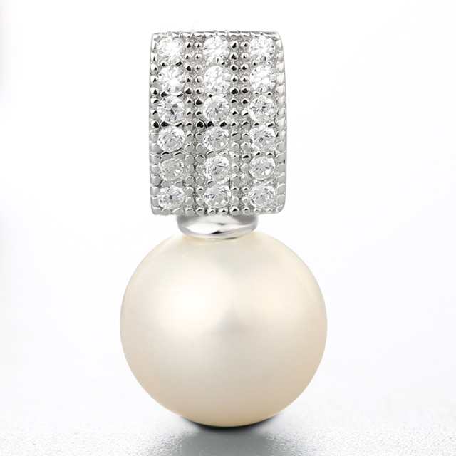 925 Sterling Silver Cubic Zirconia Stone Pendant For Pearl