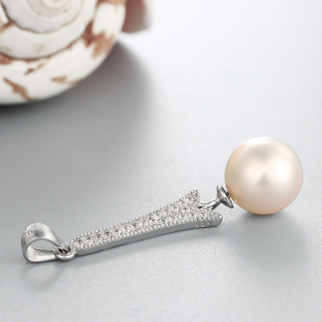 925 Sterling Silver Cubic Zirconia Tower Pendant For Pearl
