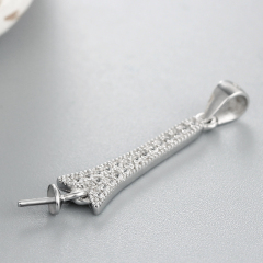 925 Sterling Silver Cubic Zirconia Tower Pendant For Pearl