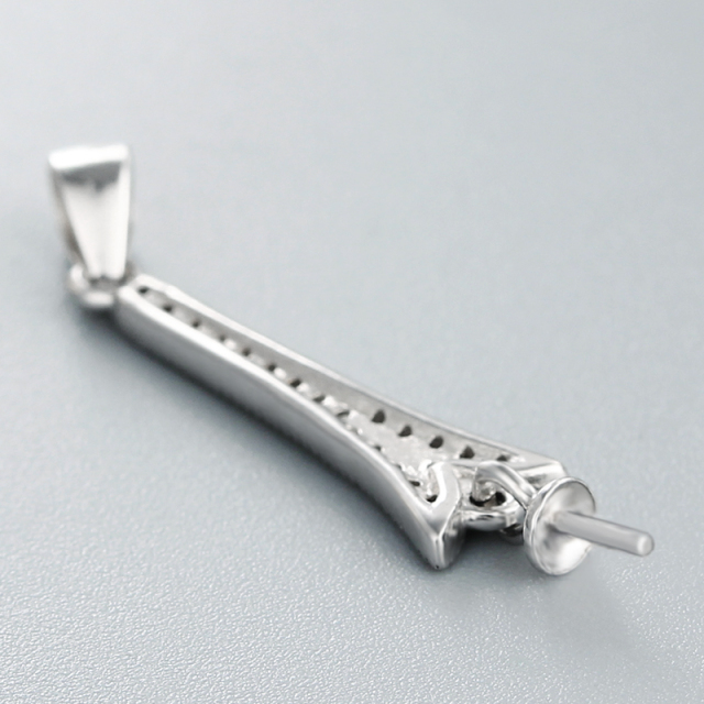 925 Sterling Silver Cubic Zirconia Tower Pendant For Pearl
