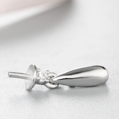 925 Sterling Silver CZ Stone Simple Waterdrop Pendant For Pearl