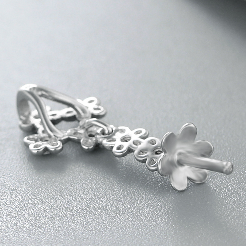 925 Sterling Silver Flowers Branch Pearl Pendant Mounting