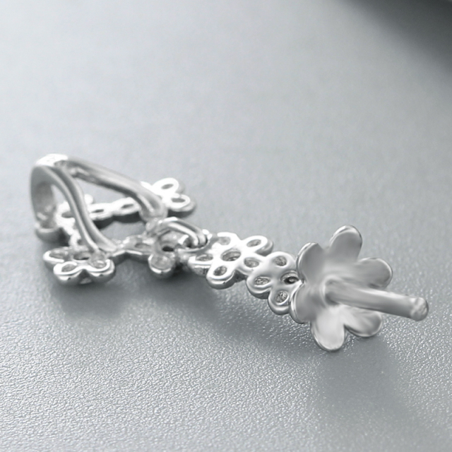 925 Sterling Silver Flowers Branch Pearl Pendant Mounting