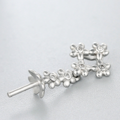 925 Sterling Silver Flowers Branch Pearl Pendant Mounting