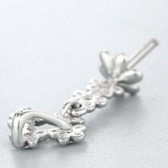 925 Sterling Silver Flowers Branch Pearl Pendant Mounting