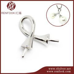 925 Sterling Silver Pendant For Double Pearls