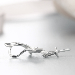 925 Sterling Silver Three Leaves Pearl Pendant Mounting