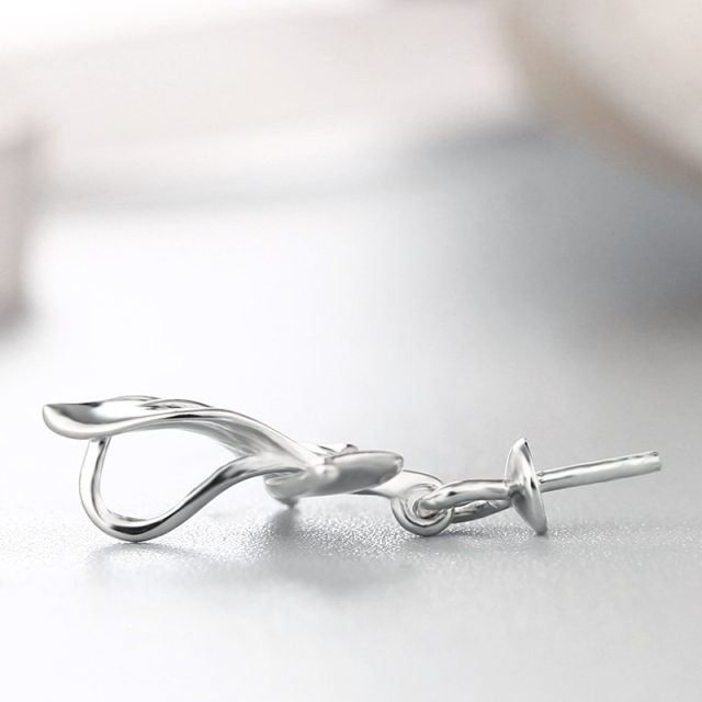 925 Sterling Silver Three Leaves Pearl Pendant Mounting