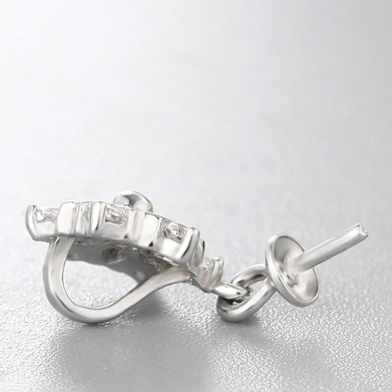 925 Sterling Silver CZ Stone Hollow Flower Pendant For Pearl