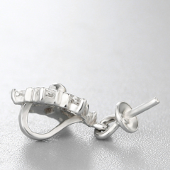 925 Sterling Silver CZ Stone Hollow Flower Pendant For Pearl
