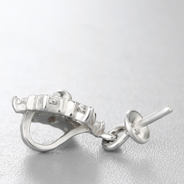 925 Sterling Silver CZ Stone Hollow Flower Pendant For Pearl