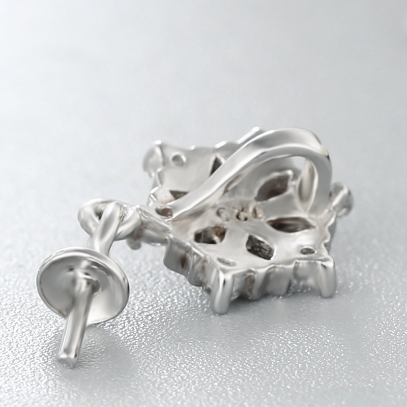 925 Sterling Silver CZ Stone Hollow Flower Pendant For Pearl