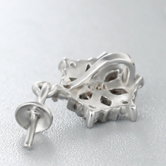 925 Sterling Silver CZ Stone Hollow Flower Pendant For Pearl
