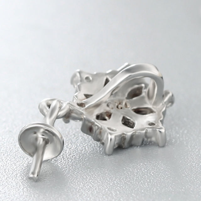 925 Sterling Silver CZ Stone Hollow Flower Pendant For Pearl