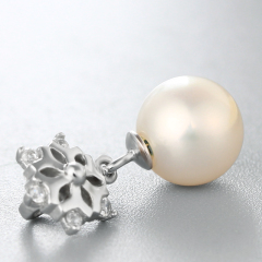 925 Sterling Silver CZ Stone Hollow Flower Pendant For Pearl
