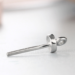 925 Sterling Silver Simple Little Ring Pendant Pearl Caps