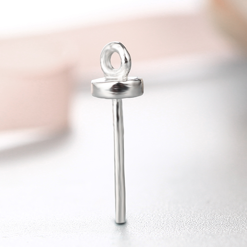 925 Sterling Silver Simple Little Ring Pendant Pearl Caps