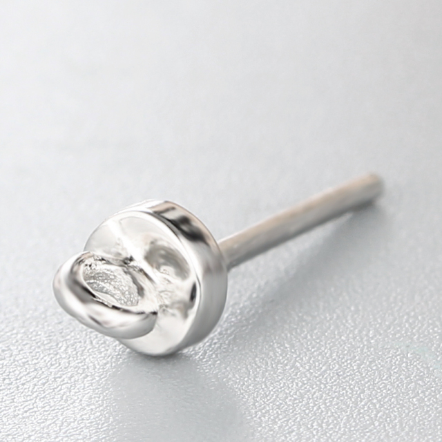 925 Sterling Silver Simple Little Ring Pendant Pearl Caps