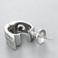 925 Sterling Silver Cubic Zirconia Layered Pendant Pearl Caps