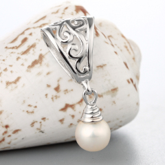 925 Sterling Silver Fancy Hollow Pattern Pendant For Pearl