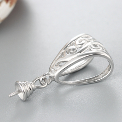 925 Sterling Silver Fancy Hollow Pattern Pendant For Pearl