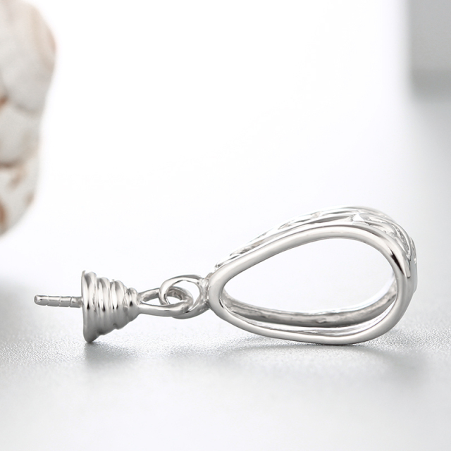 925 Sterling Silver Fancy Hollow Pattern Pendant For Pearl