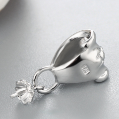 925 Sterling Silver Fancy Pendant Pearl Caps