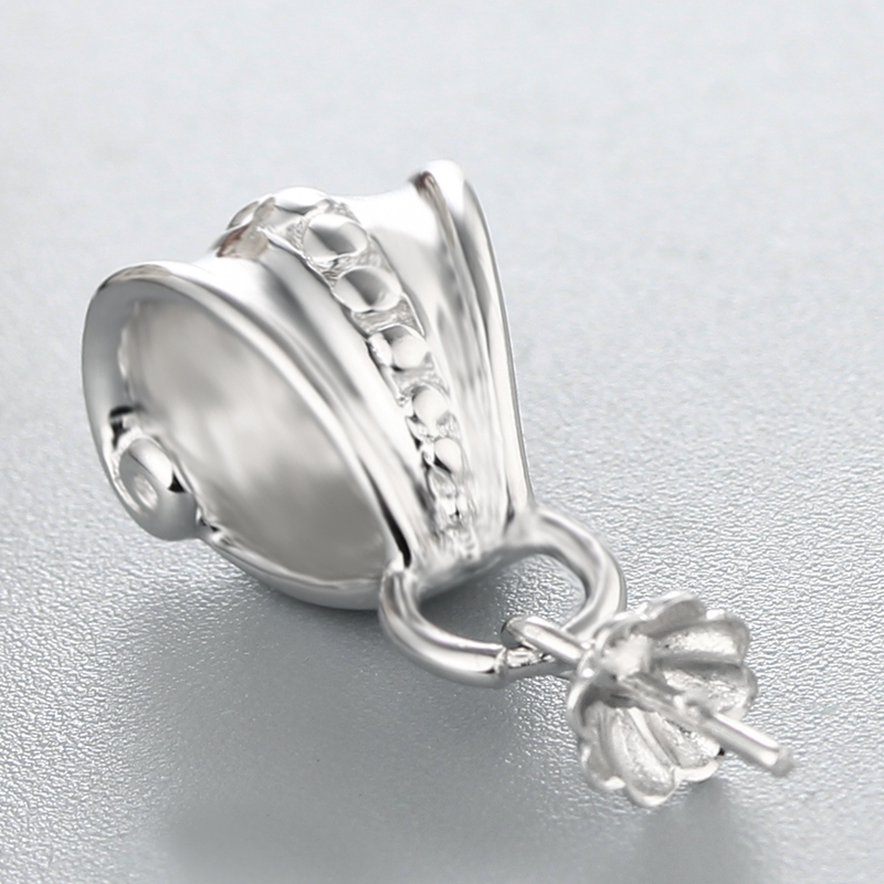 925 Sterling Silver Fancy Pendant Pearl Caps