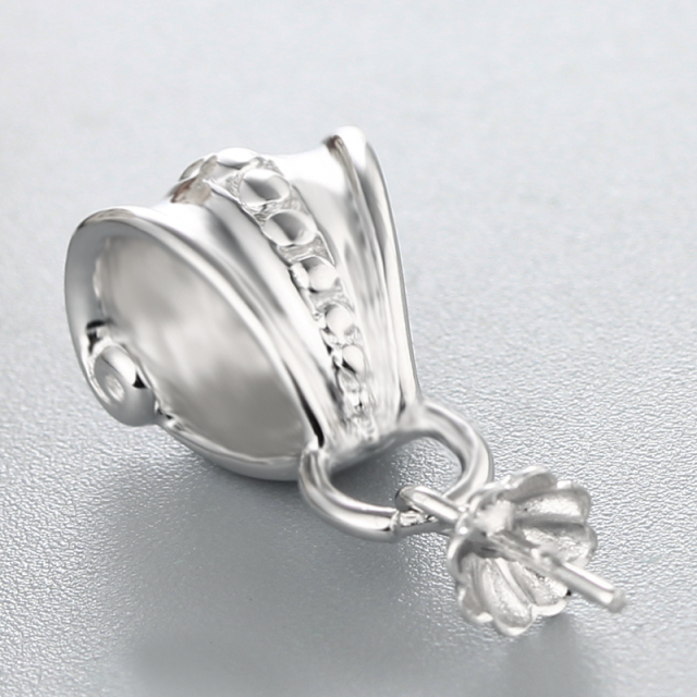 925 Sterling Silver Fancy Pendant Pearl Caps