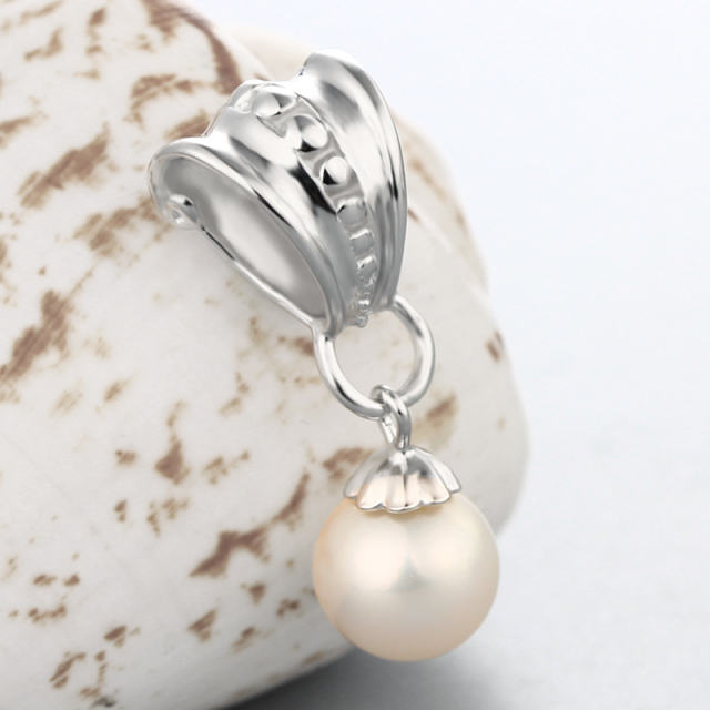 925 Sterling Silver Fancy Pendant Pearl Caps