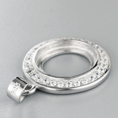 925 Sterling Silver CZ Stone Big Round Bezel For Gemstone