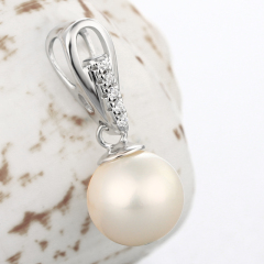 925 Sterling Silver CZ Pave Pendant For Pearl