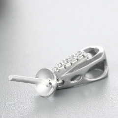 925 Sterling Silver CZ Pave Pendant For Pearl