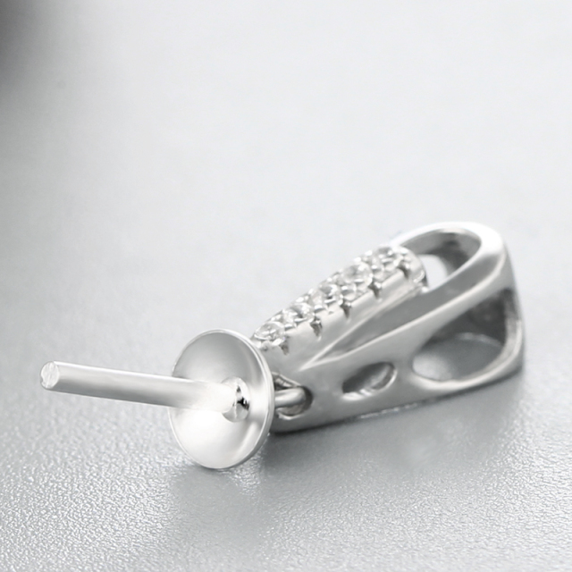 925 Sterling Silver CZ Pave Pendant For Pearl