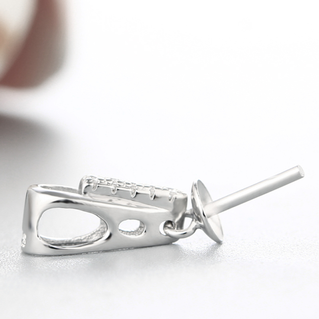 925 Sterling Silver CZ Pave Pendant For Pearl