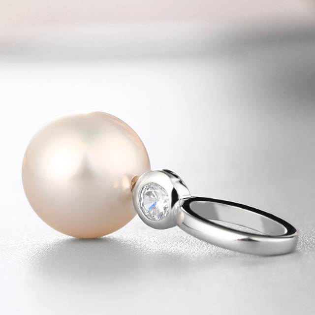 925 Sterling Silver Single CZ Stone Ring Pendant For Pearl