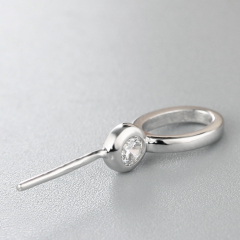 925 Sterling Silver Single CZ Stone Ring Pendant For Pearl