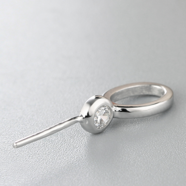 925 Sterling Silver Single CZ Stone Ring Pendant For Pearl