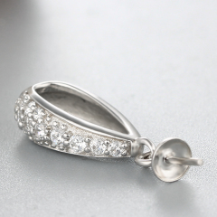 925 Sterling Silver Cubic Zirconia Pendant For Pearl