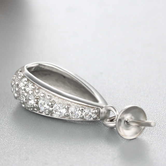 925 Sterling Silver Cubic Zirconia Pendant For Pearl