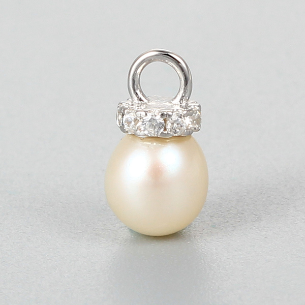 925 Sterling Silver CZ Pearl Pendant Finding