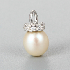 925 Sterling Silver CZ Pearl Pendant Finding