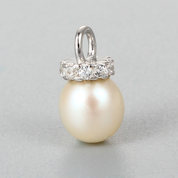 925 Sterling Silver CZ Pearl Pendant Finding