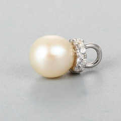 925 Sterling Silver CZ Pearl Pendant Finding