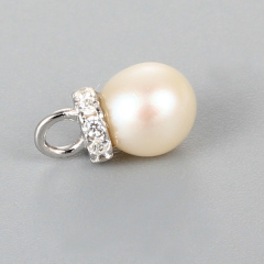 925 Sterling Silver CZ Pearl Pendant Finding