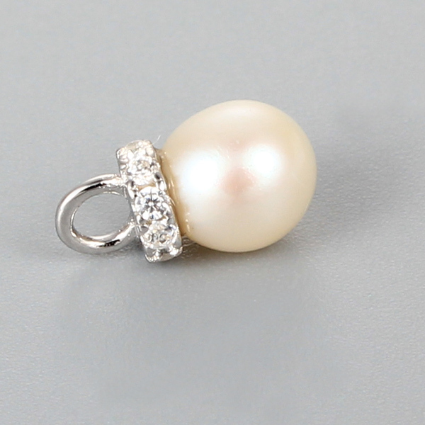 925 Sterling Silver CZ Pearl Pendant Finding