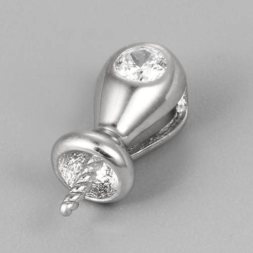 925 Sterling Silver CZ Pearl Pendant Findings